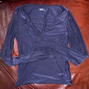 Aerie SmoothEZ Navy Blue V-neck Top